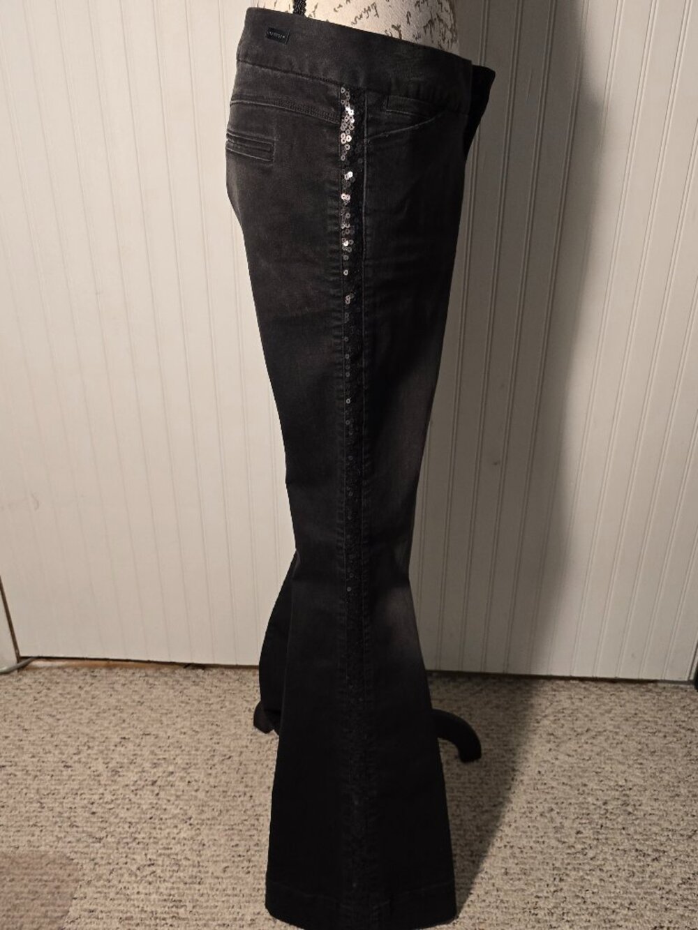 Express Stella Low Rise Flare Black SEQUIN Jeans (NWT-10/RARE!)